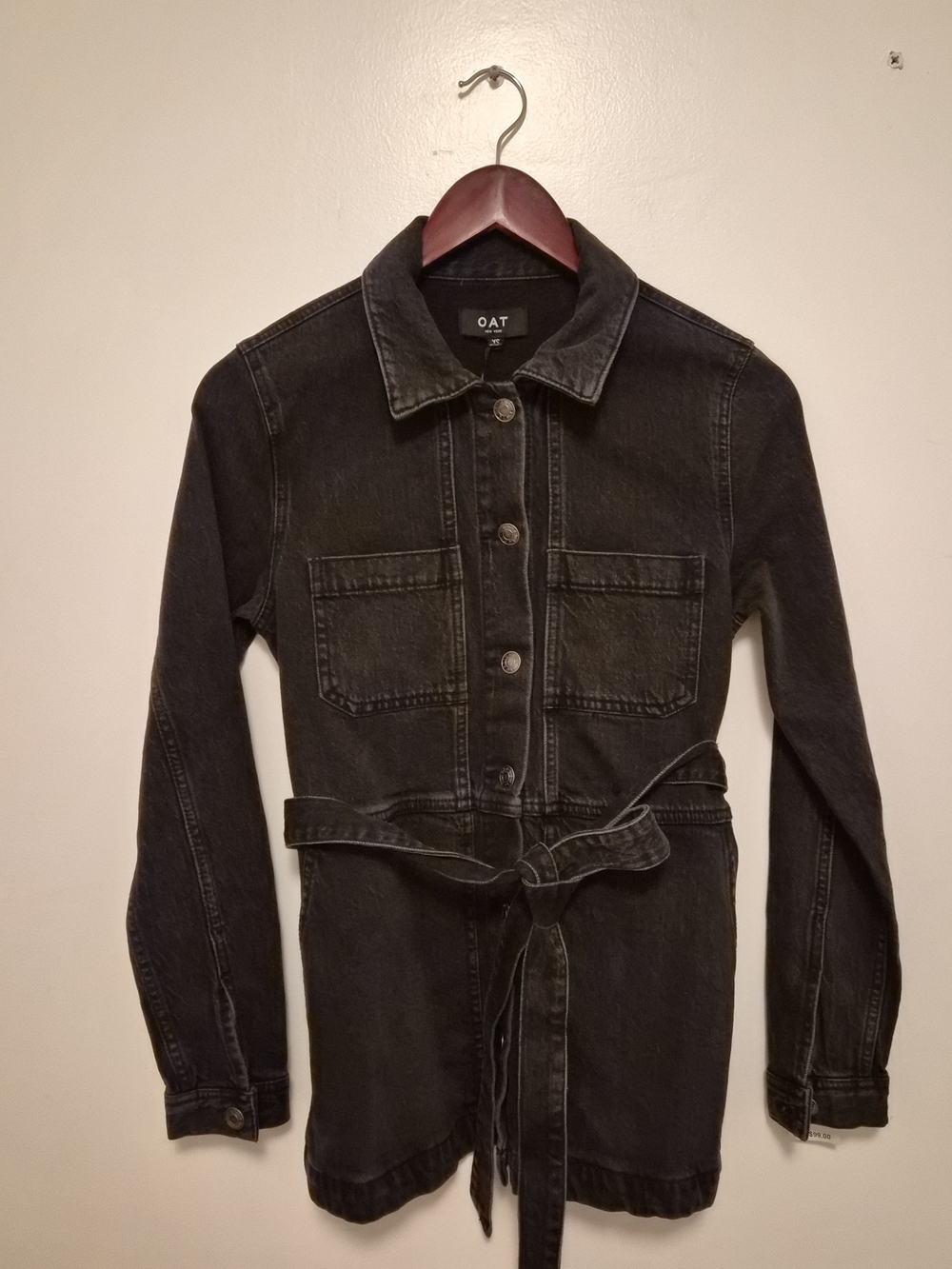 Oat New York Black Denim Belted Jean Jacket